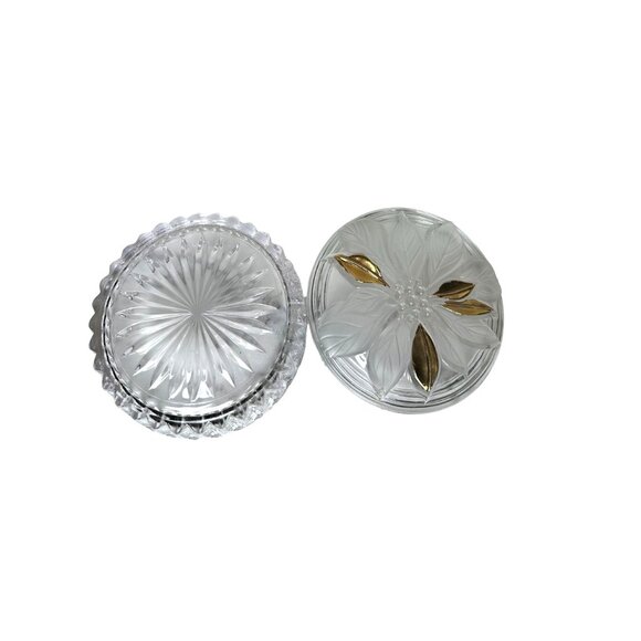 Vintage Studio Nova Decorative Trinket Box with Poinsettia Motif & Gold Accents - Picture 3 of 6